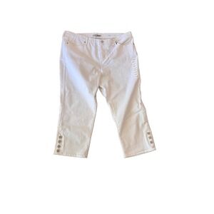 CODE BLEU -Chelsea High Rise Button-Hem  Capri Jeans White 18W NWT